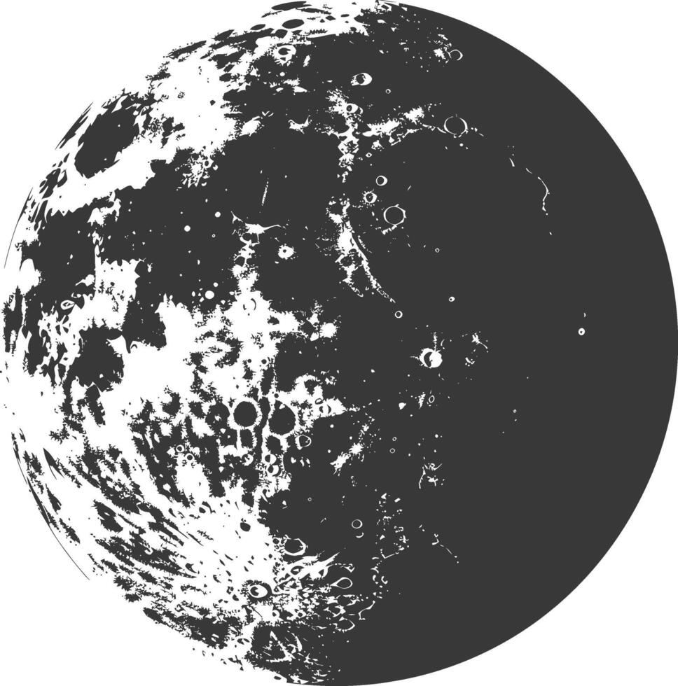 AI generated Silhouette First Quarter Moon black color only vector