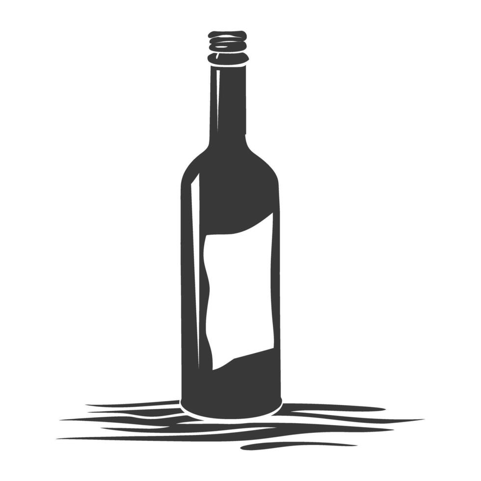 AI generated Silhouette a bottle black color only vector