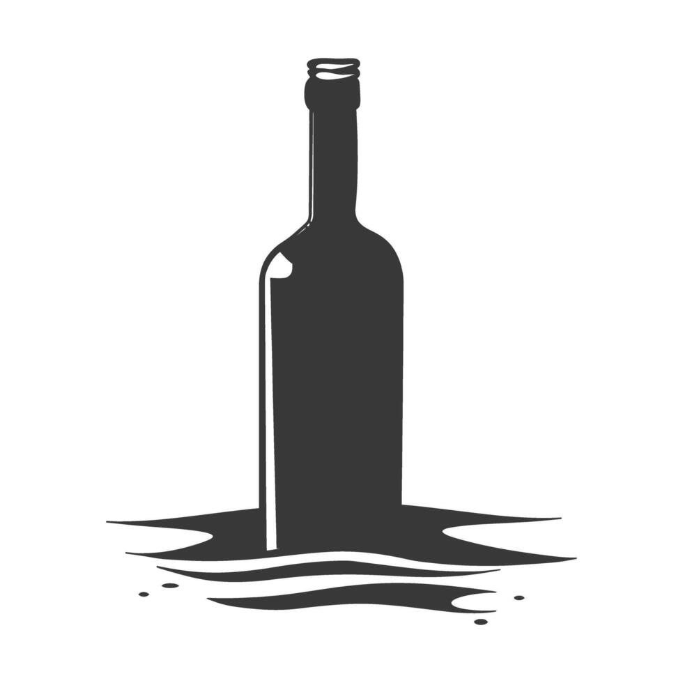 AI generated Silhouette a bottle black color only vector