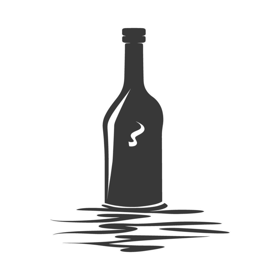 AI generated Silhouette a bottle black color only vector