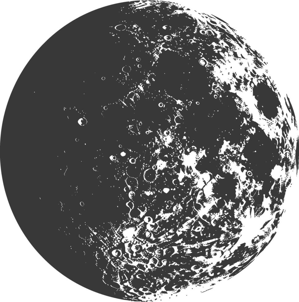 AI generated Silhouette First Quarter Moon black color only vector