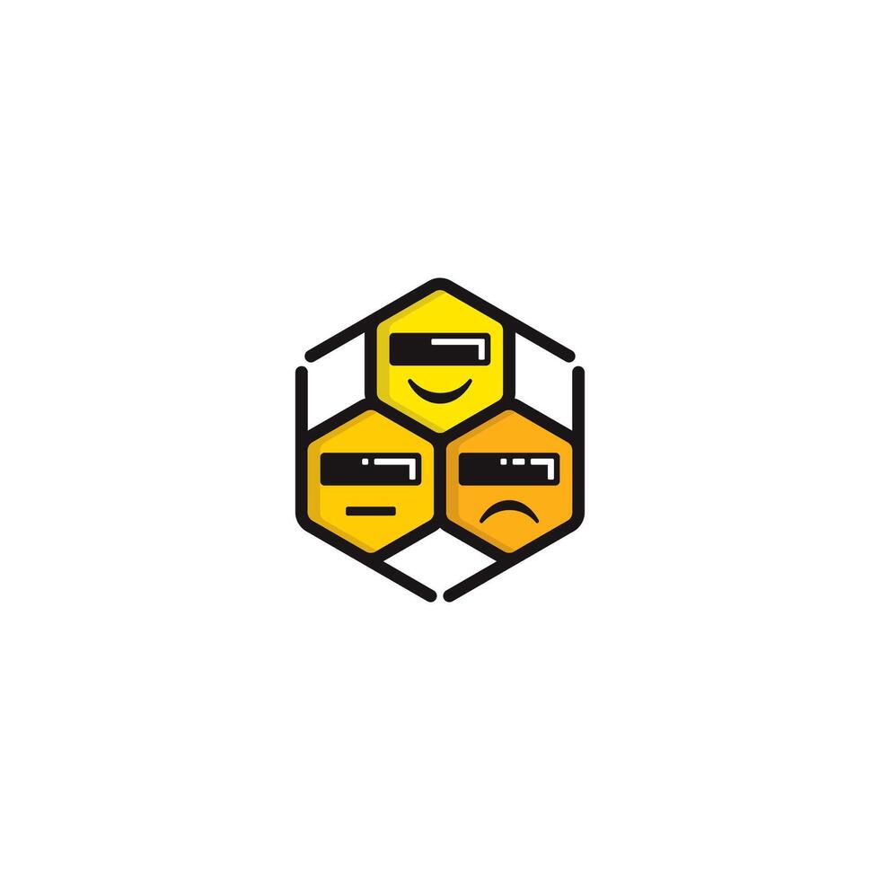 Bee Hive, Robots, and Expressions logo or icon design vector