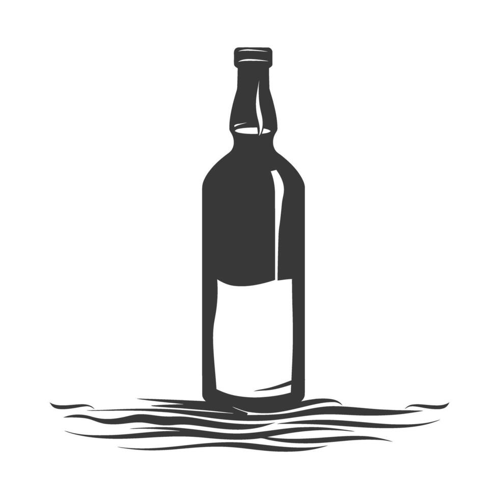 AI generated Silhouette a bottle black color only vector