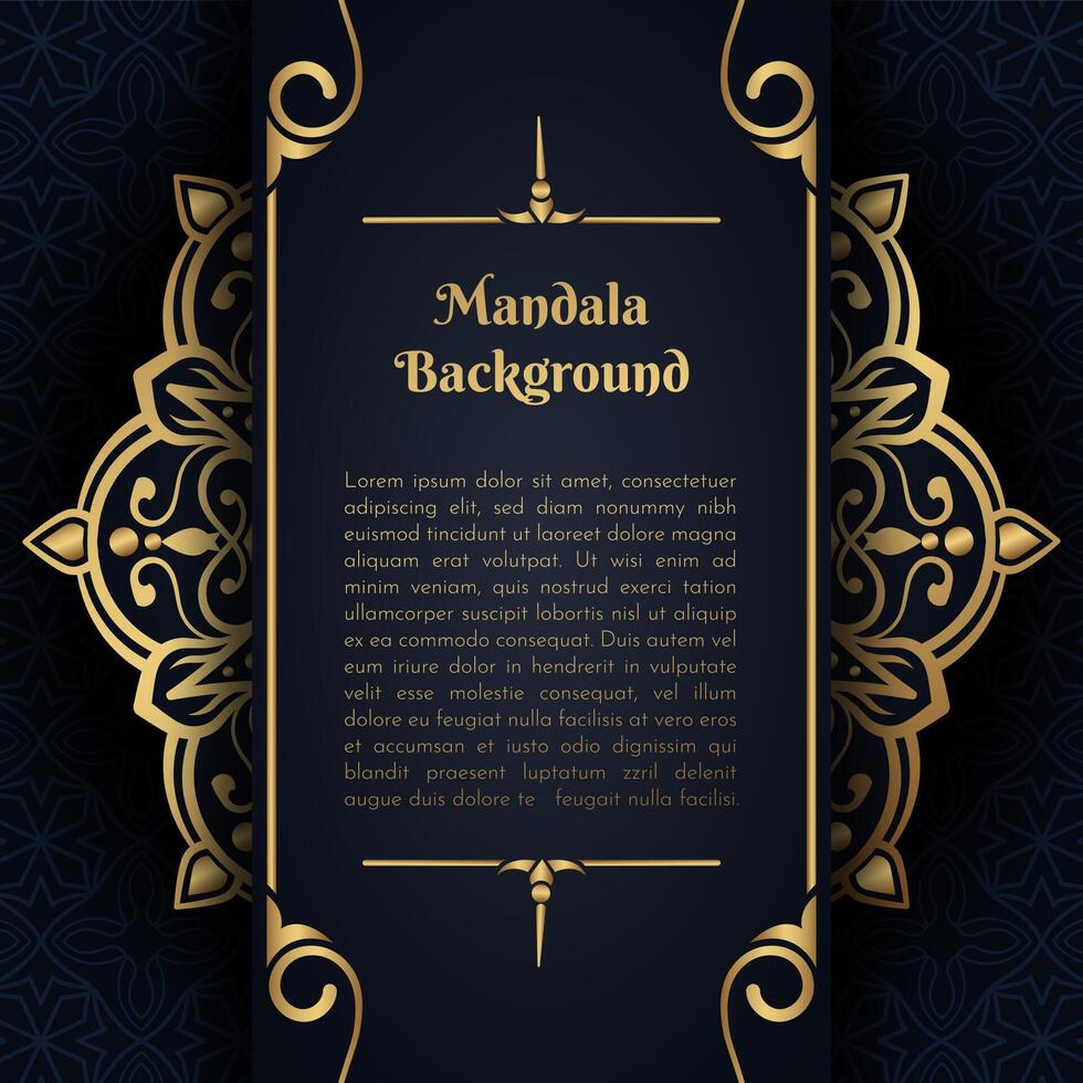 Black luxury background, with gold mandala ornament vector