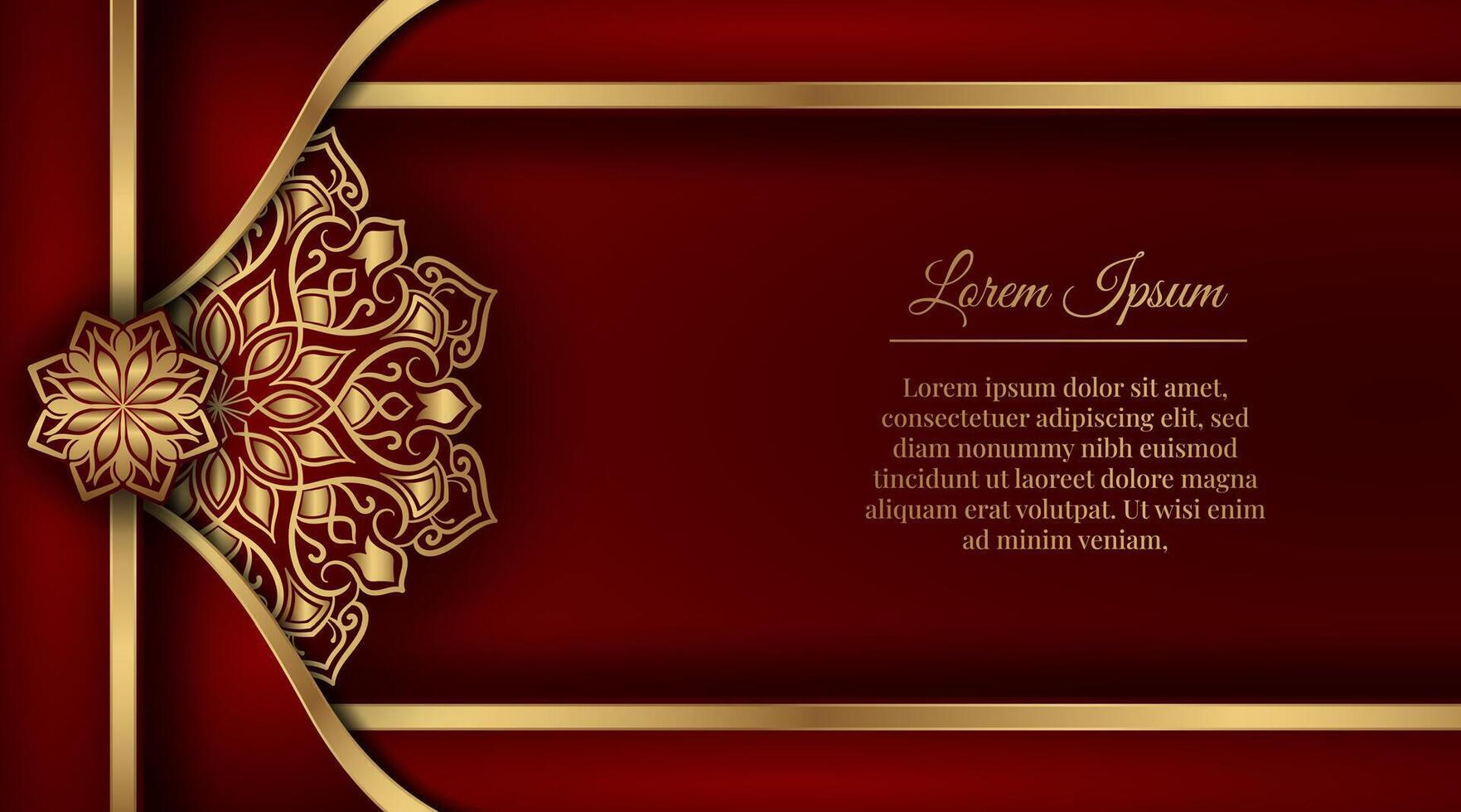 luxury mandala background, red and gold, design vector