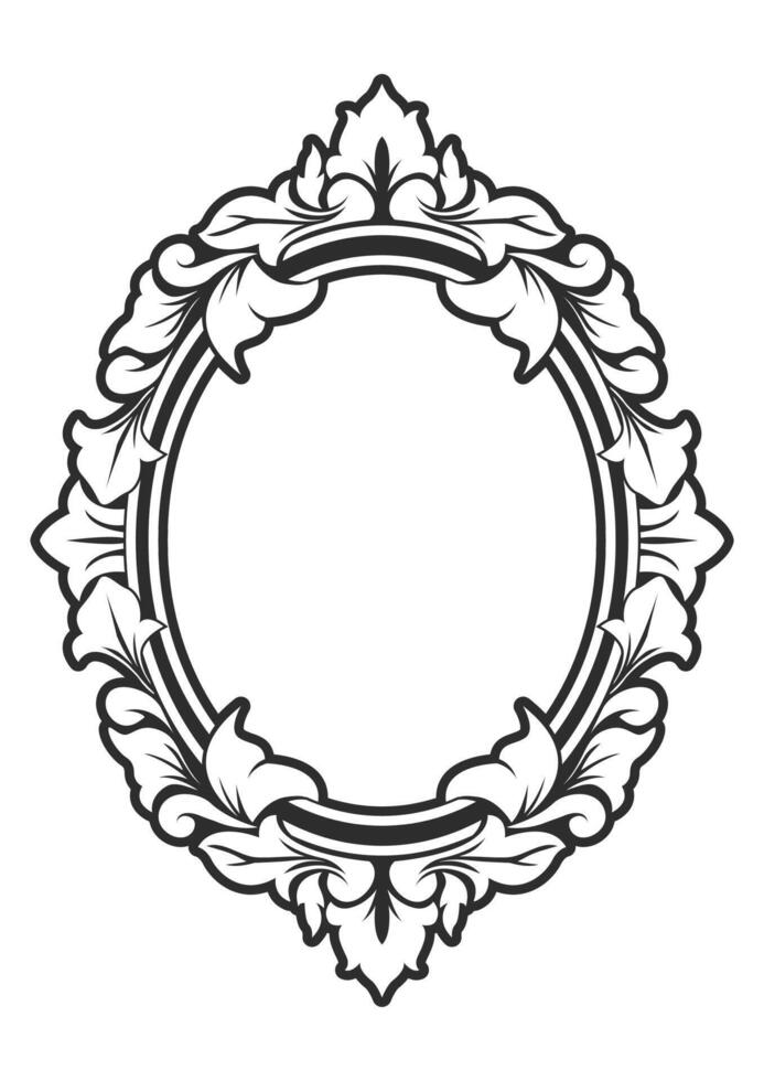 oval marco, floral tallado ornamental vector