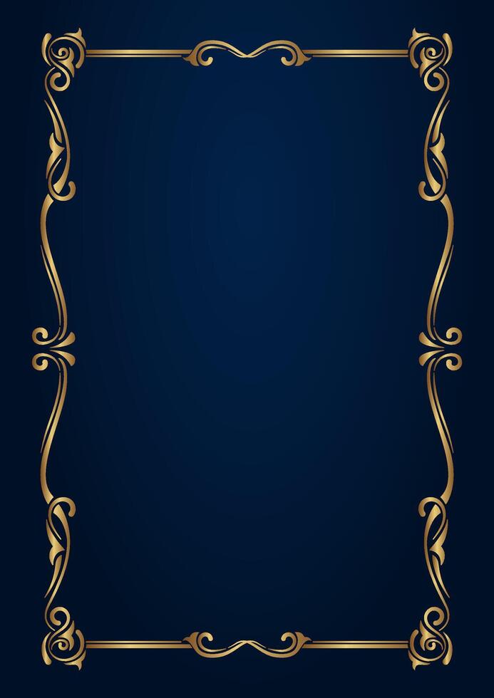Vintage frame gold floral ornament vector