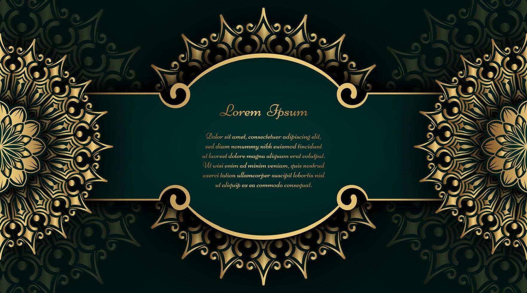 luxury green background, with gold mandala vector