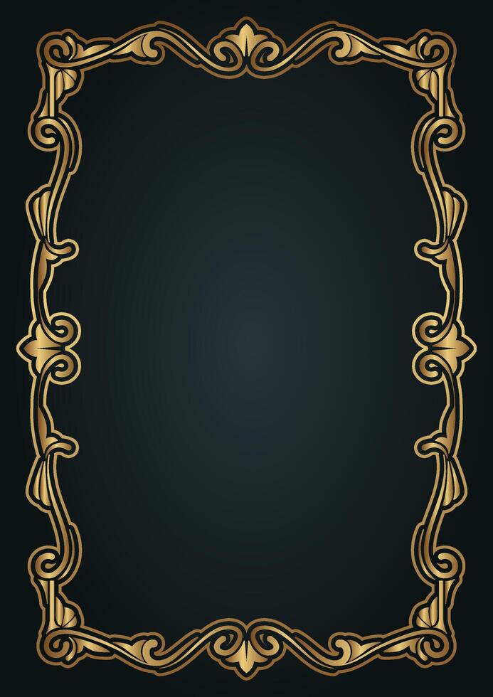 Vintage frame gold floral ornament vector