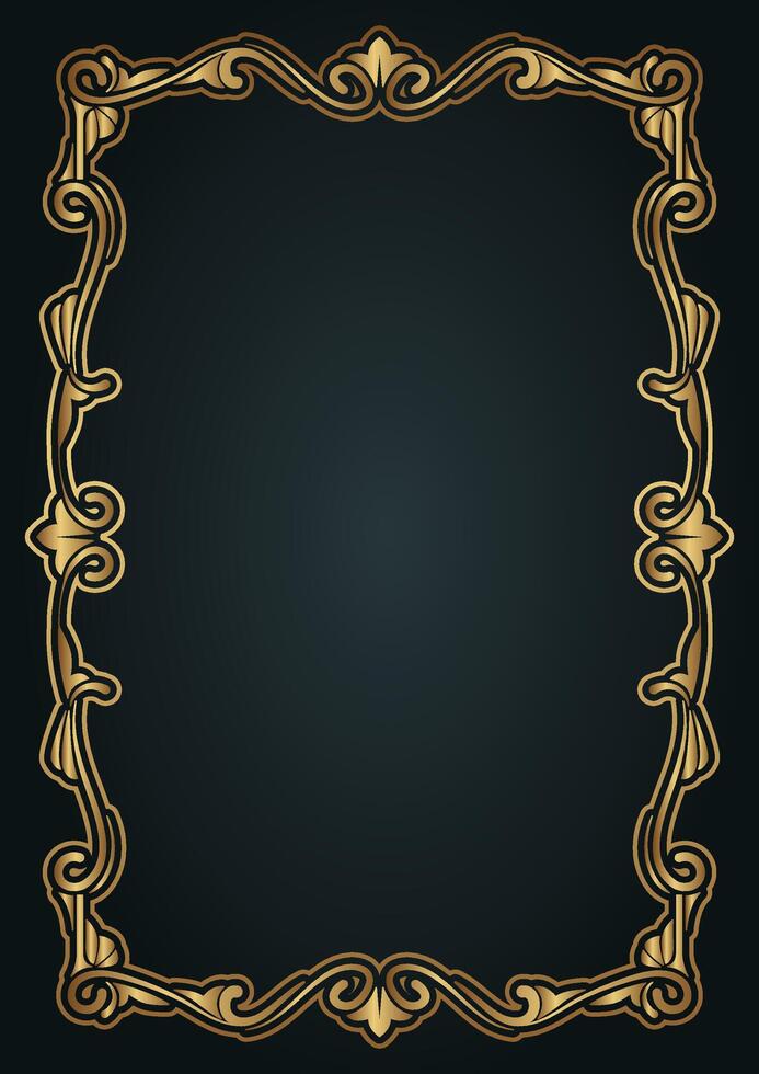 Vintage frame gold floral ornament vector