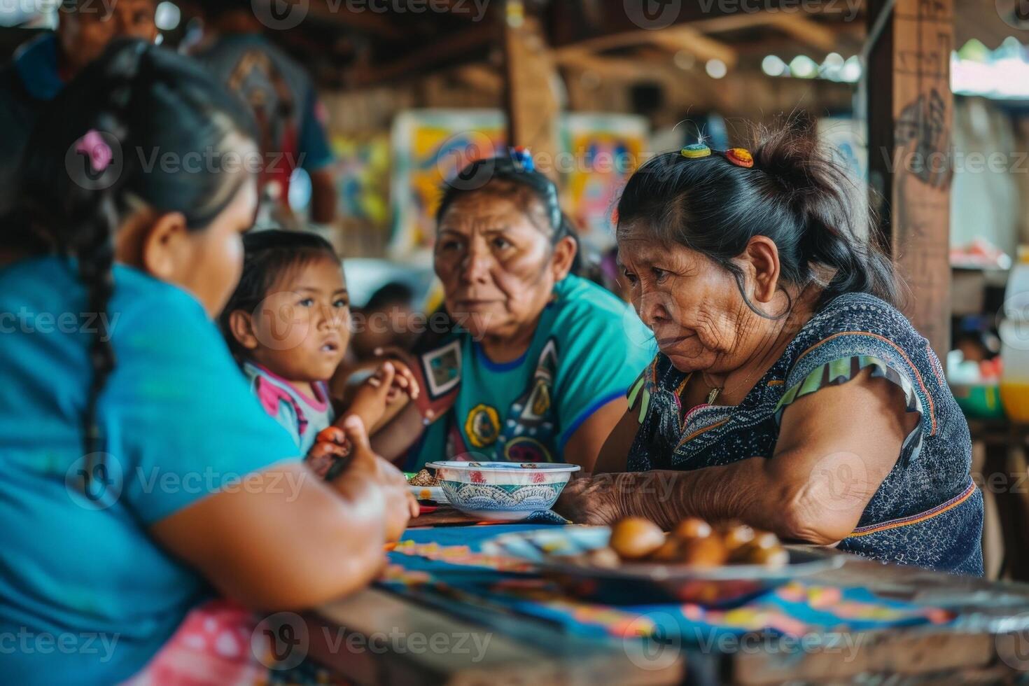 AI generated A diverse group of people immersed in conversation, sharing ideas and connecting around a table in a warm, inviting atmosphere. photo