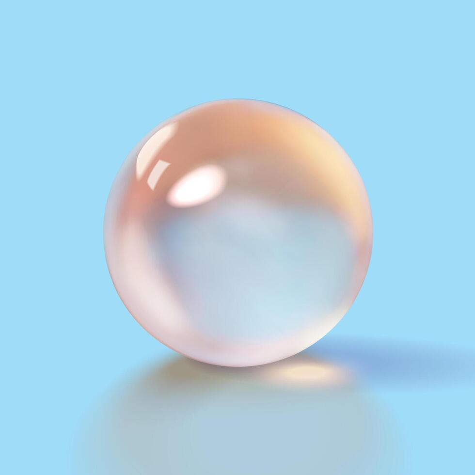 3d illustration of crystal ball, isolated on blue background. vector
