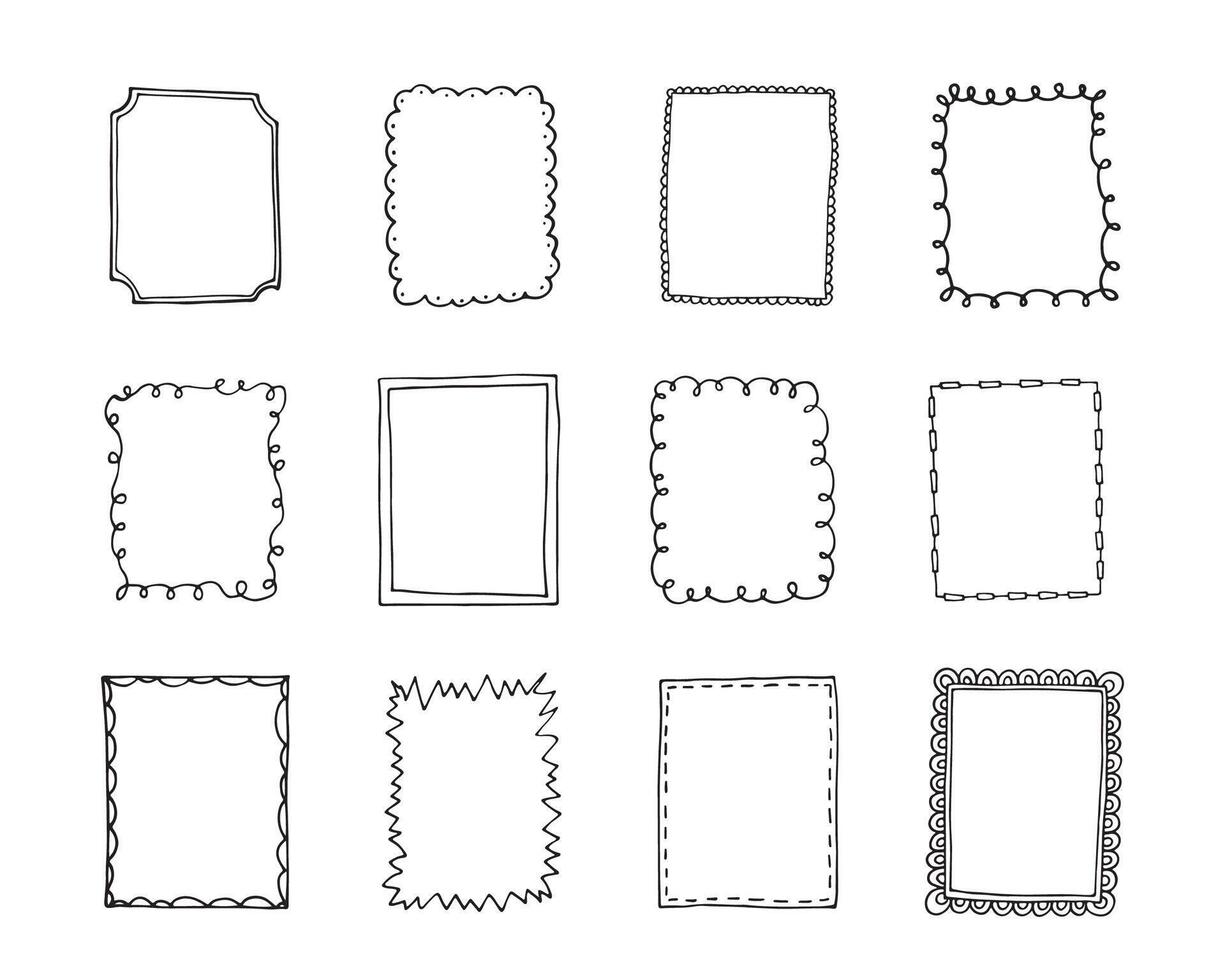Hand drawn frames. Isolated on white background. vector