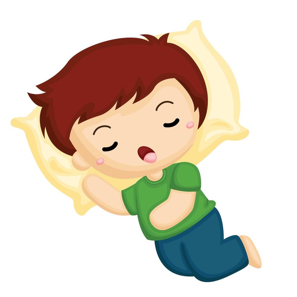 Kids Doing Healthy Lifestyle  Sleeping Activity Cartoon Illustration Vector Clipart Sticker