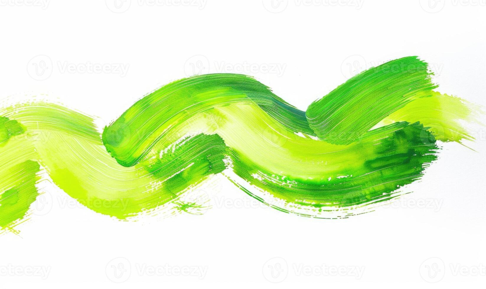 AI generated Watercolor brushstroke in a zigzag shape, neon green shade photo