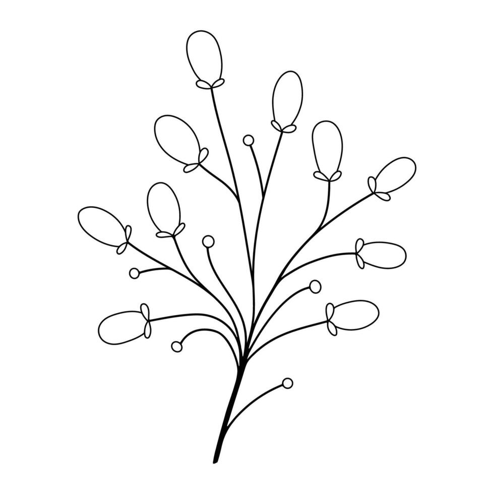 Hand sketched floral design element vector