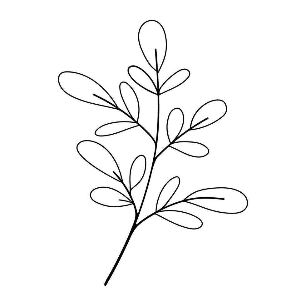 Foliage line art design for wedding, card, invitation, greeting vector