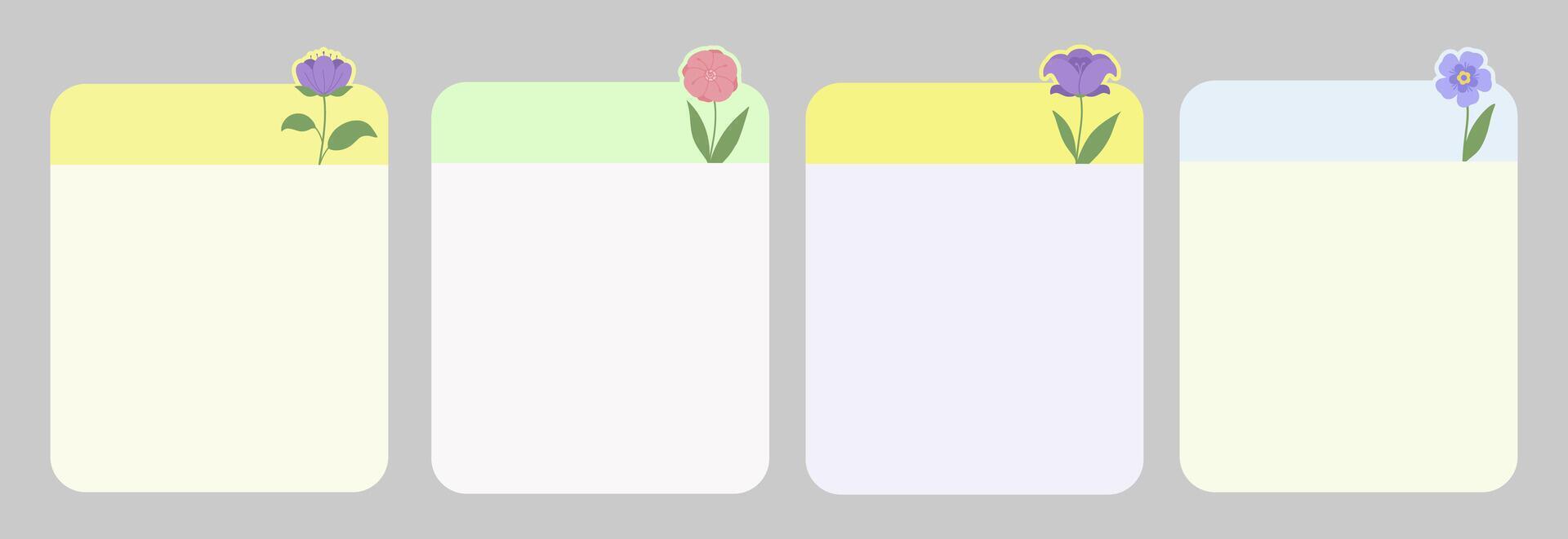set of colorful flower notes floral frames memo vector