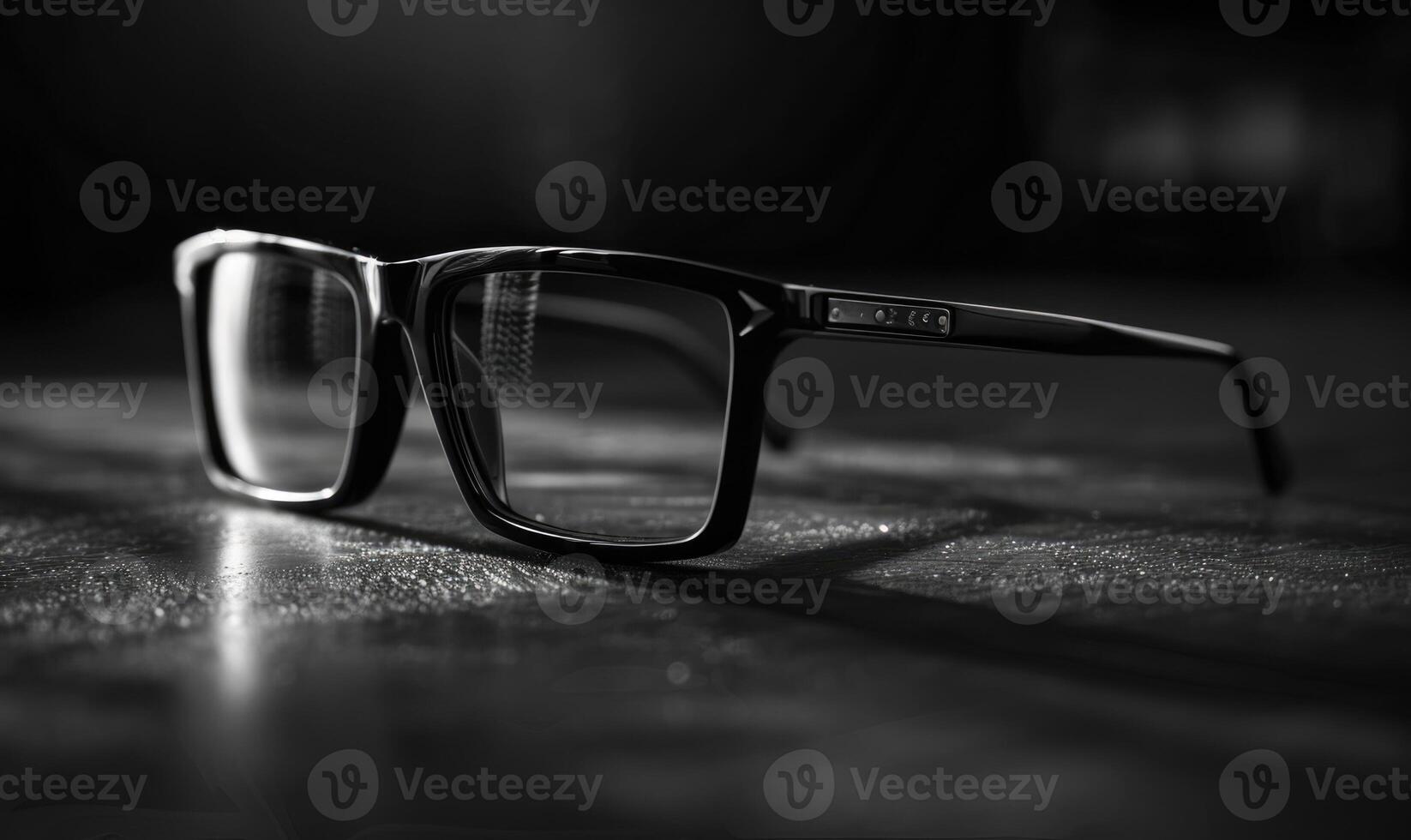 AI generated Eyeglasses on a dark background, close-up. Selective focus. photo