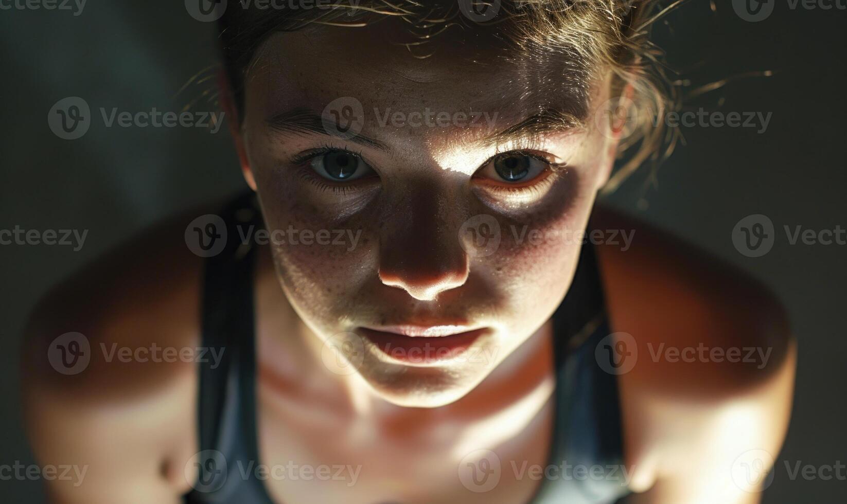 AI generated Close-up portrait of a young beautiful woman in sportswear photo