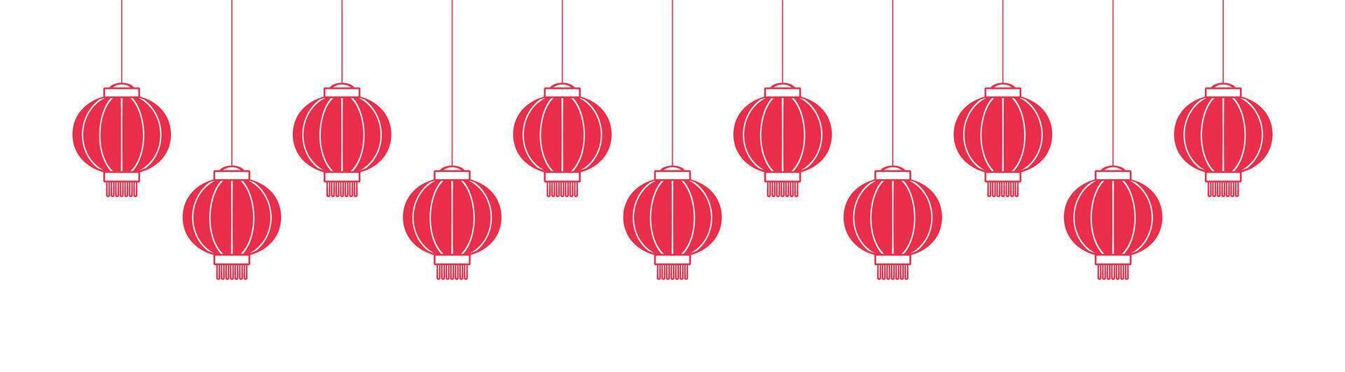 colgando chino nuevo año linternas bandera borde, lunar nuevo año y mediados de otoño festival gráfico vector