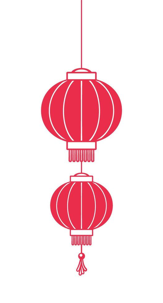 Red Hanging Chinese Lantern Silhouette, Lunar New Year and Mid-Autumn Festival Decoration Graphic. Decorations for the Chinese New Year. Chinese lantern festival. vector