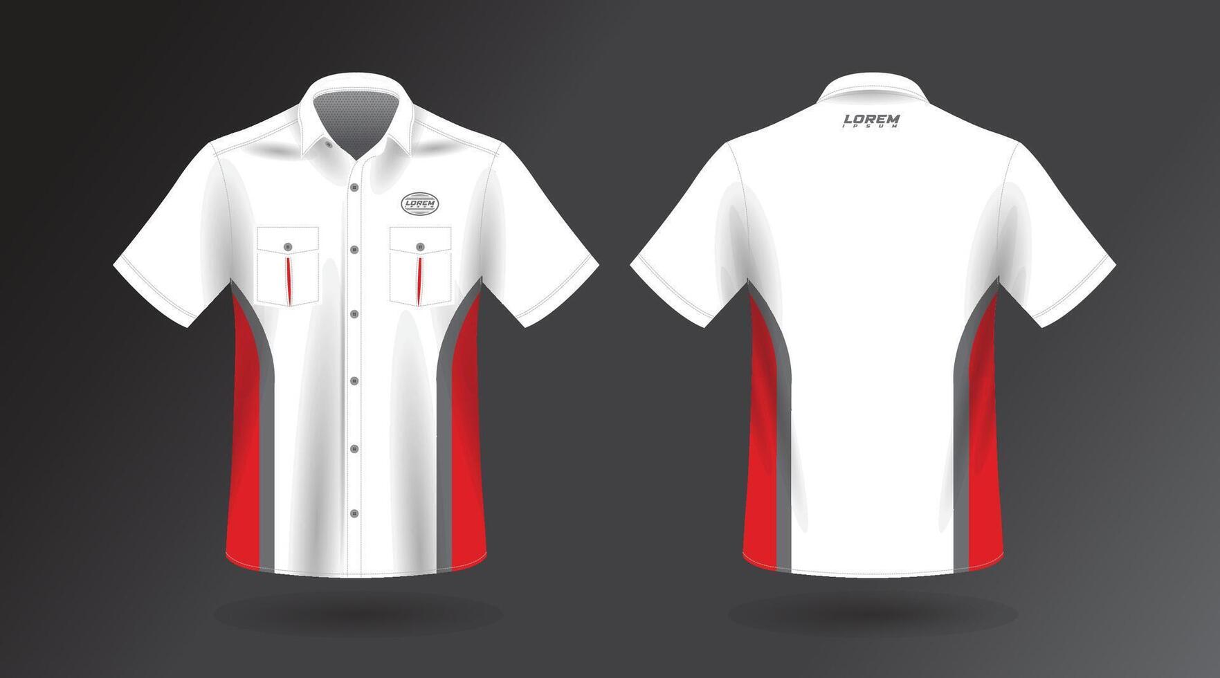 moderno corto manga camisa diseño para trabajo . frente y espalda vista, vector archivo