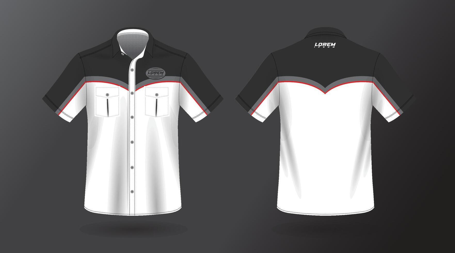 modern short sleeve shirt design for work . front and back view, Vector File