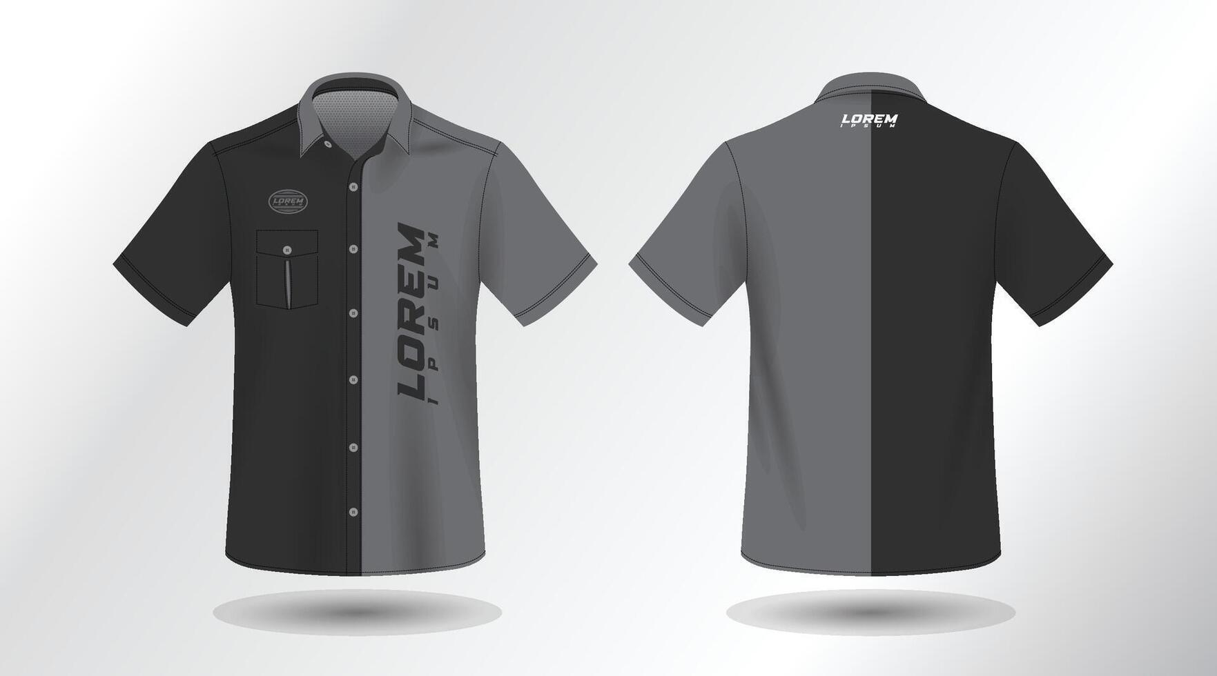 modern short sleeve shirt design for work . front and back view, Vector File