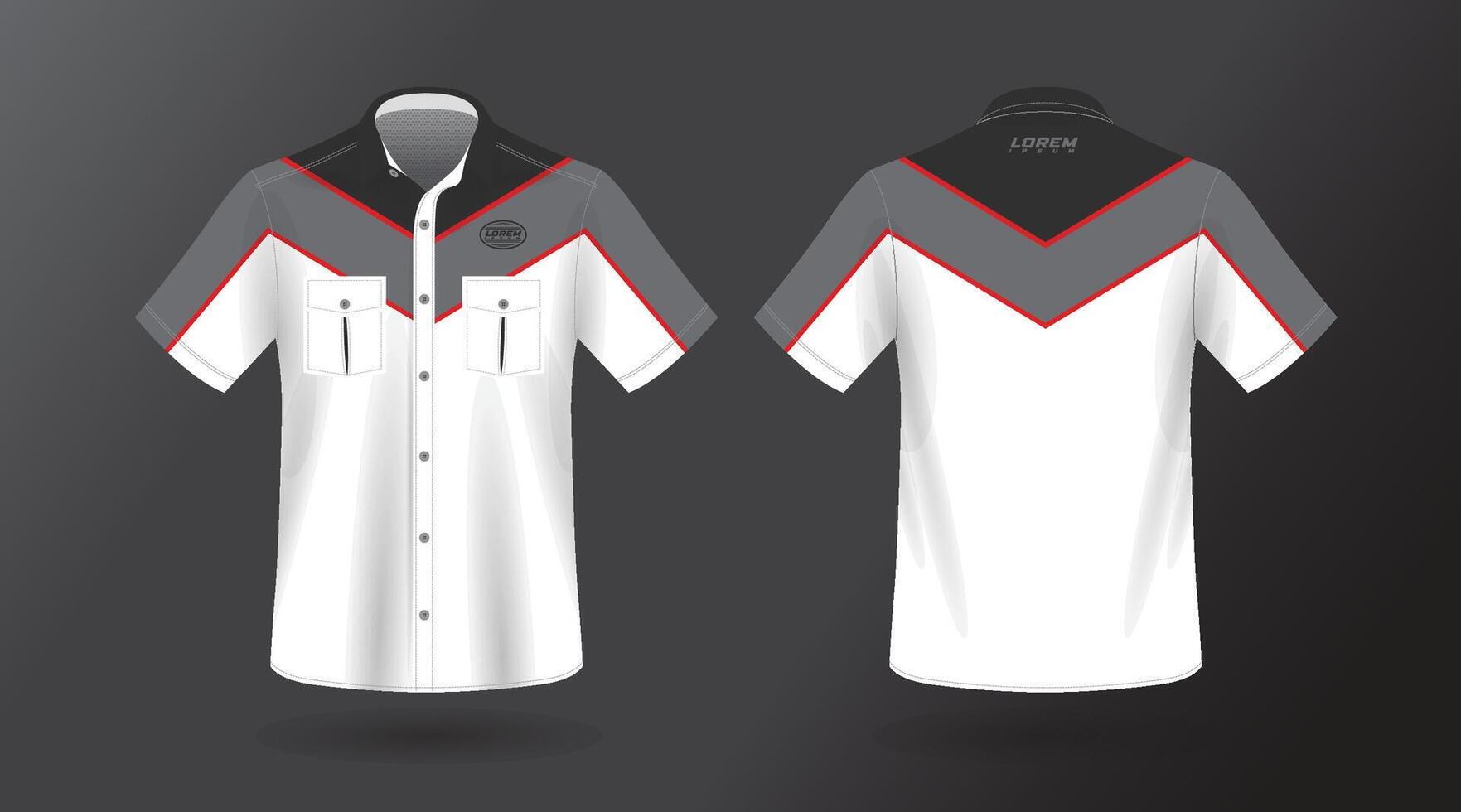 modern short sleeve shirt design for work . front and back view, Vector File