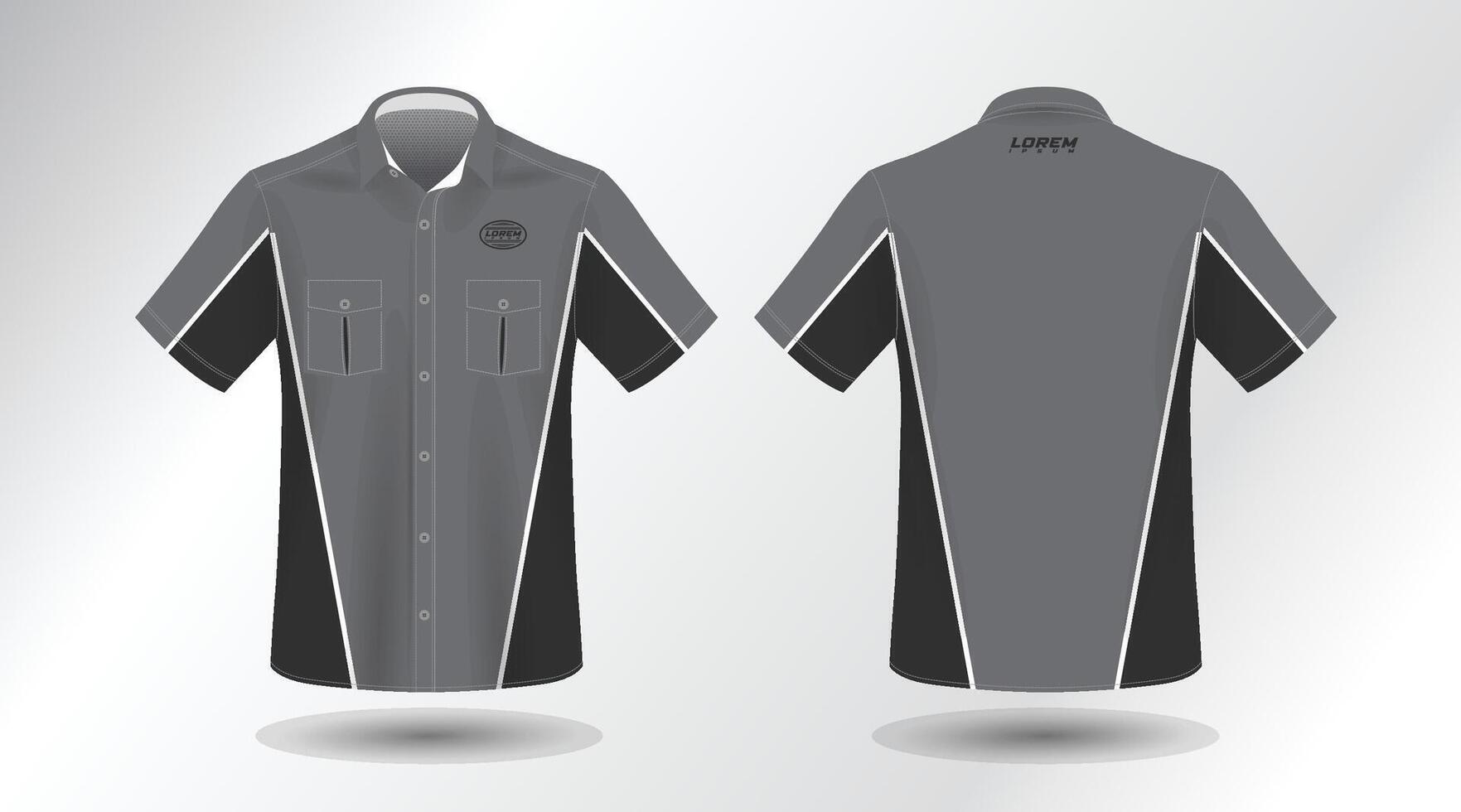 moderno corto manga camisa diseño para trabajo . frente y espalda vista, vector archivo