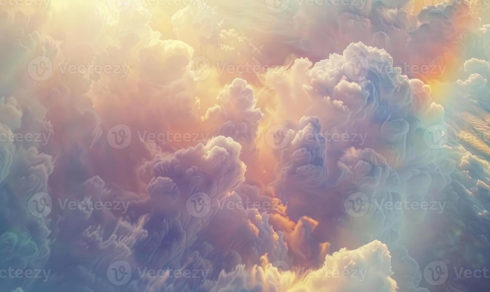 AI generated Sunset sky background with tiny clouds and rainbow, photo