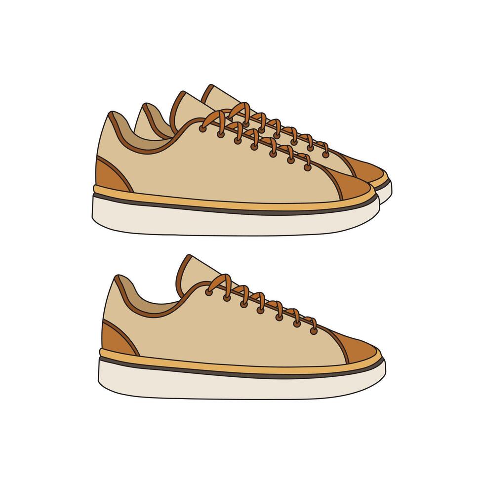 kids drawing Cartoon Vector illustration sneakers, casual shoes icon Isolated on White Background