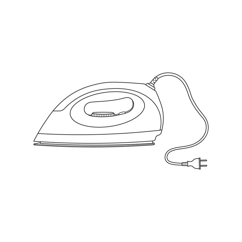 Hand drawn Kids drawing Cartoon Vector illustration ironing machine icon Isolated on White Background