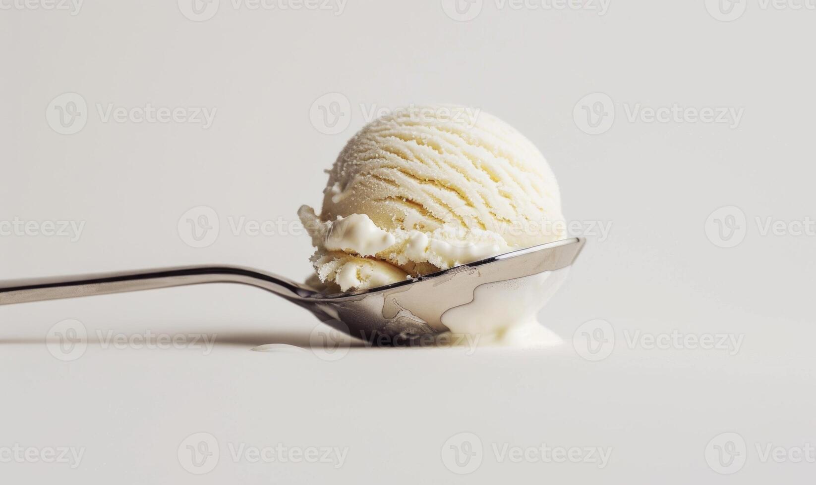 AI generated Ice cream scoop on white background, closeup photo