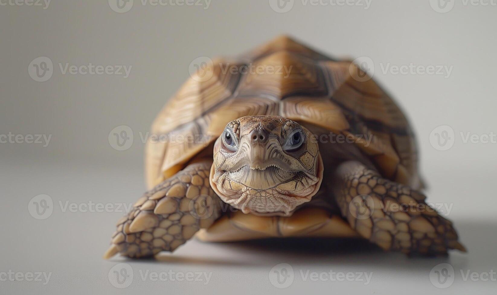 AI generated turtle on white background close-up, soft focus. photo