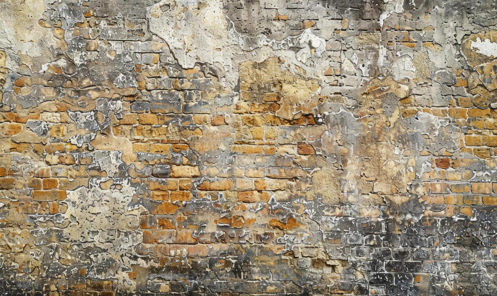 AI generated Old brick wall with peeling plaster. Abstract background for design. photo