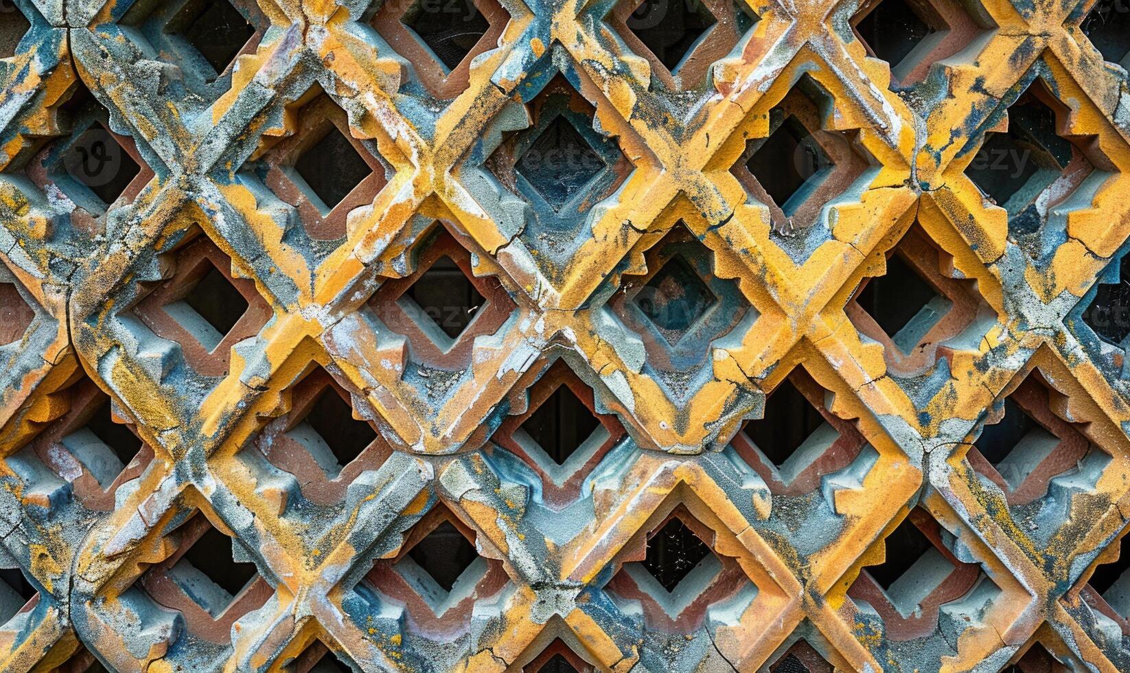 AI generated Background of the old iron lattice with a pattern of geometric shapes photo