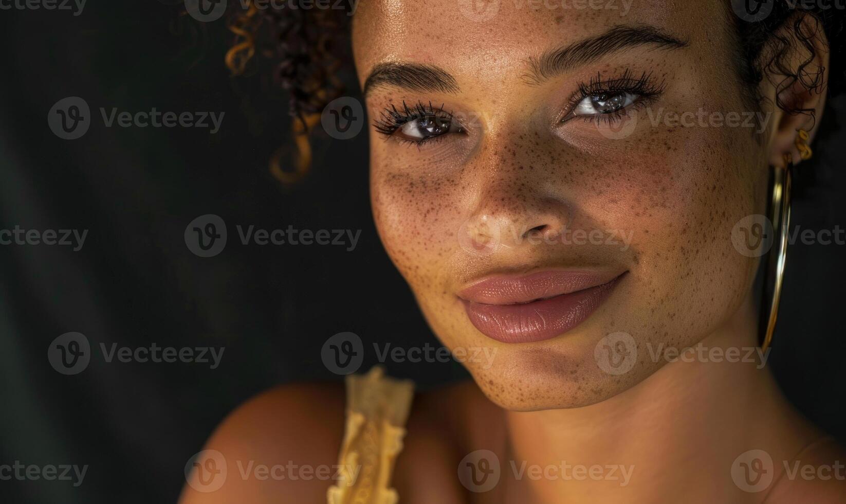 AI generated Portrait of a beautiful young african american woman with curly hair photo