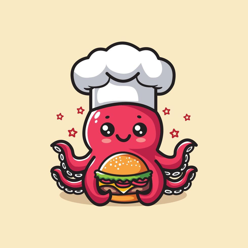 chef octopus cute vector design illustration