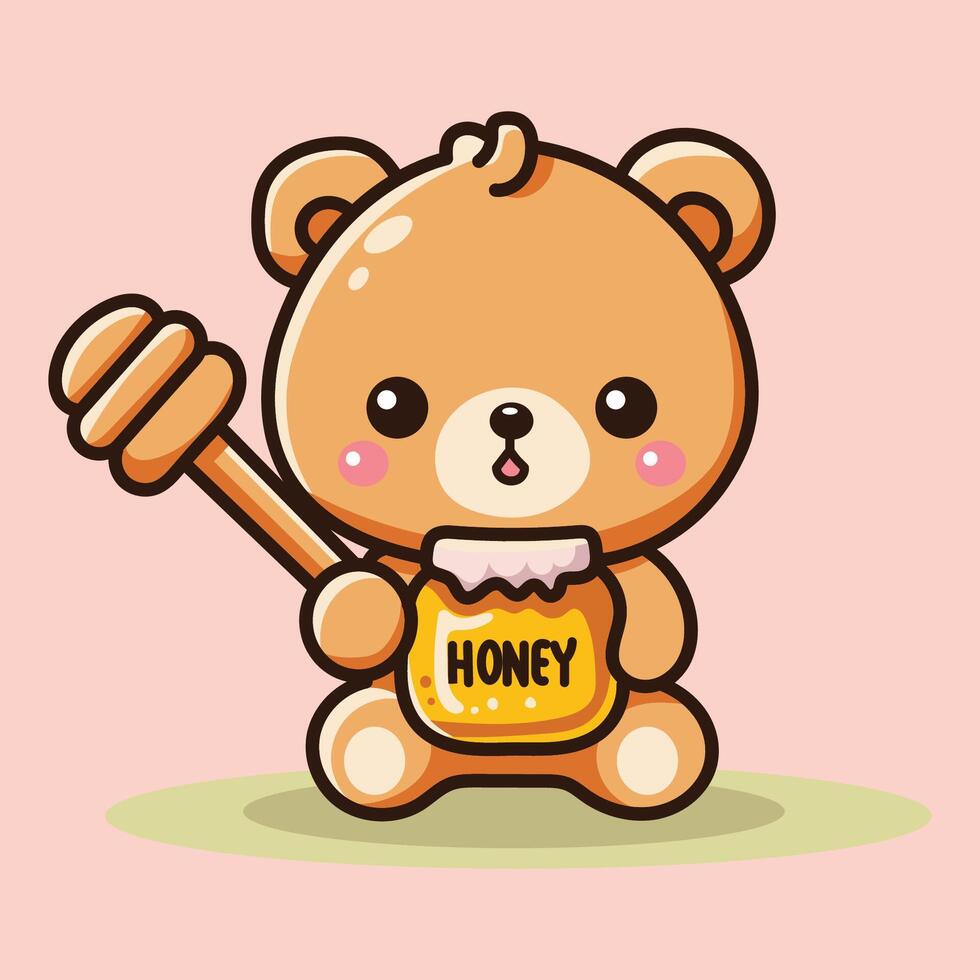 cute vector design illustration of a bear carrying honey