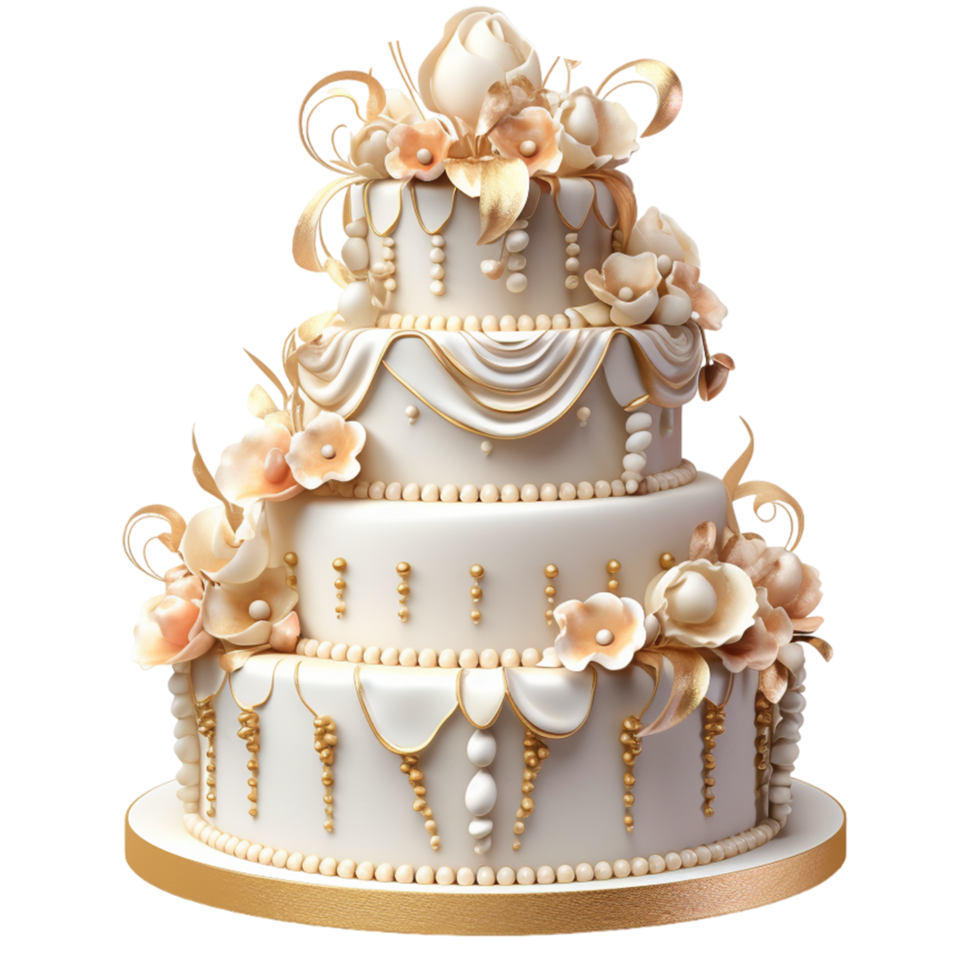 AI generated Beautiful decorated fondant cake isolated on transparent background png