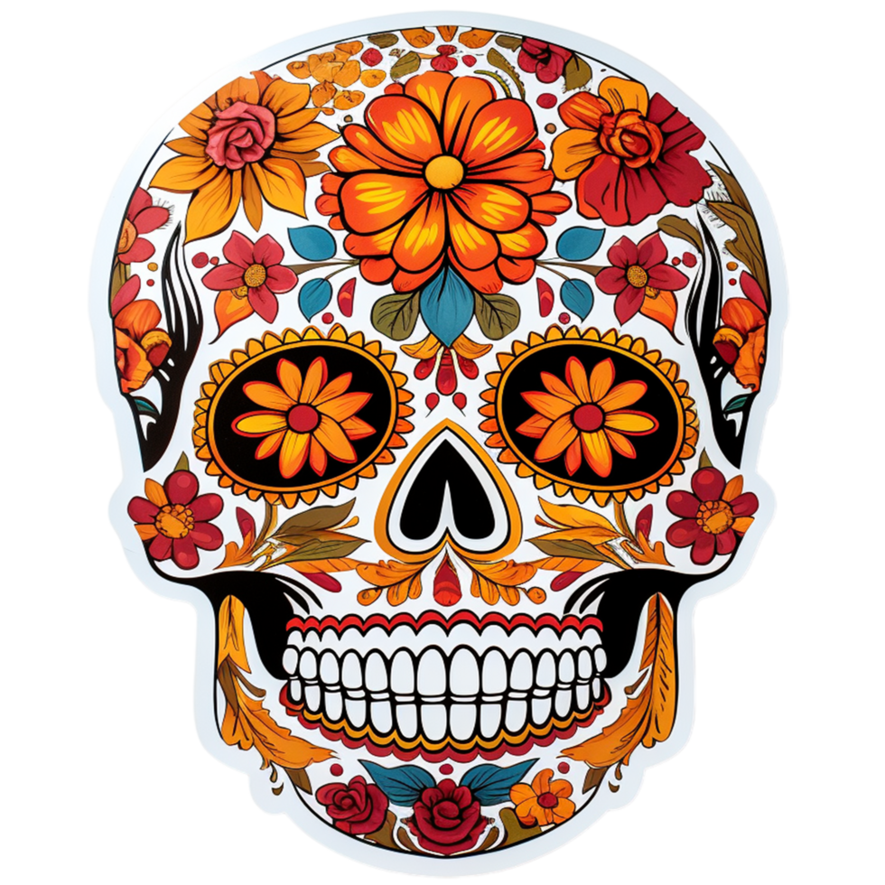 AI generated Dia de los muertos Mexican skull, Day of the dead Mexican skull png