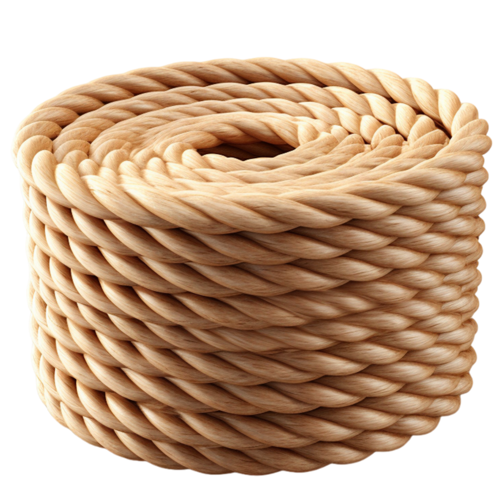 AI generated Arafed rope wrapped in a stack on a white surface isolated on transparent background png