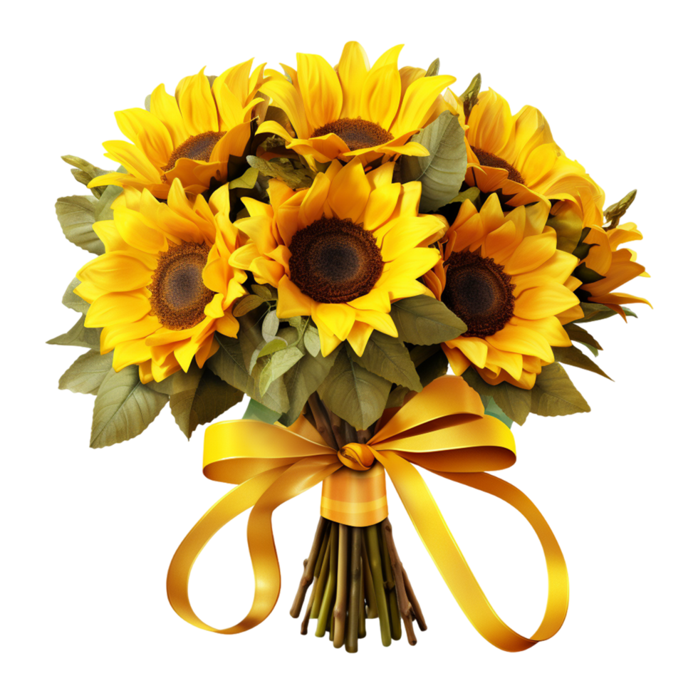 AI generated Yellow Sunflower wedding bridal bouquet for special moment png