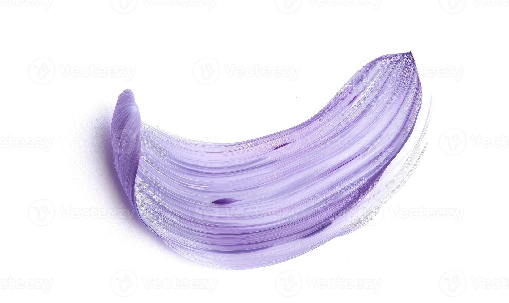 AI generated Brush stroke resembling a lily petal, in serene lavender color on white background photo