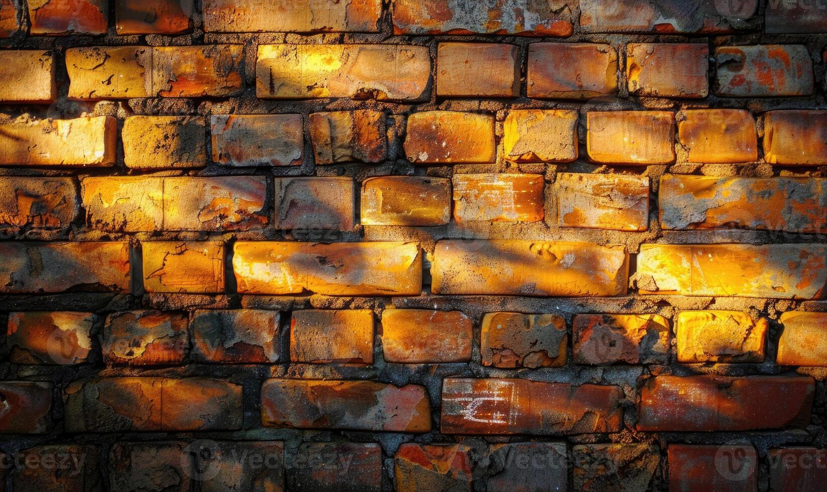 AI generated Old brick wall in the light of the setting sun. Abstract background. photo