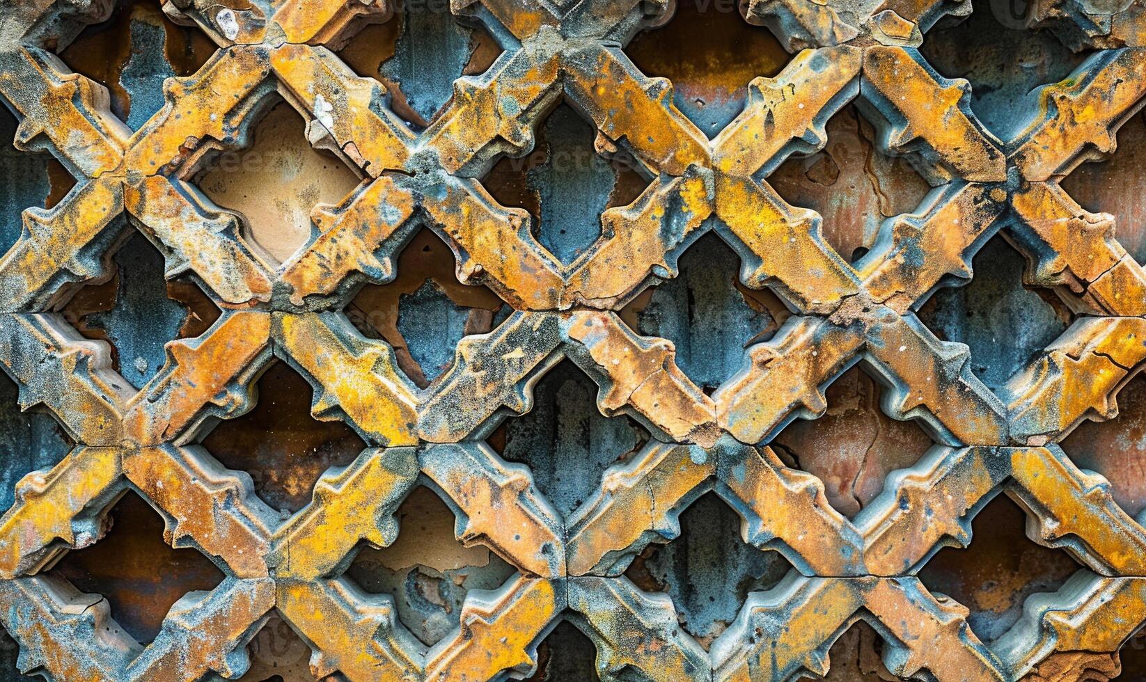 AI generated Background of the old iron lattice with a pattern of geometric shapes photo