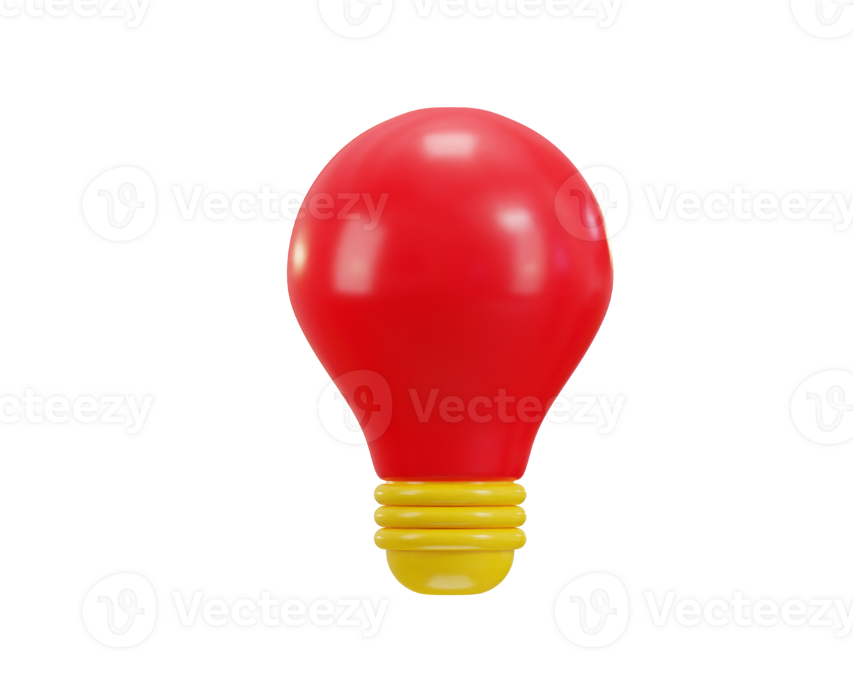 3d red light bulb icon illustration png