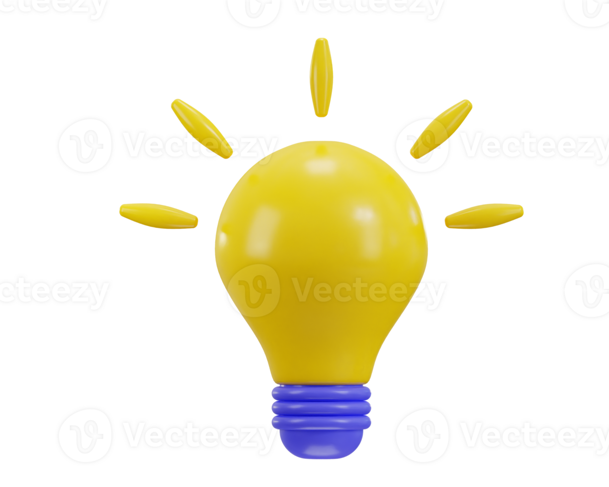 3d yellow light bulb icon concept of creative idea png